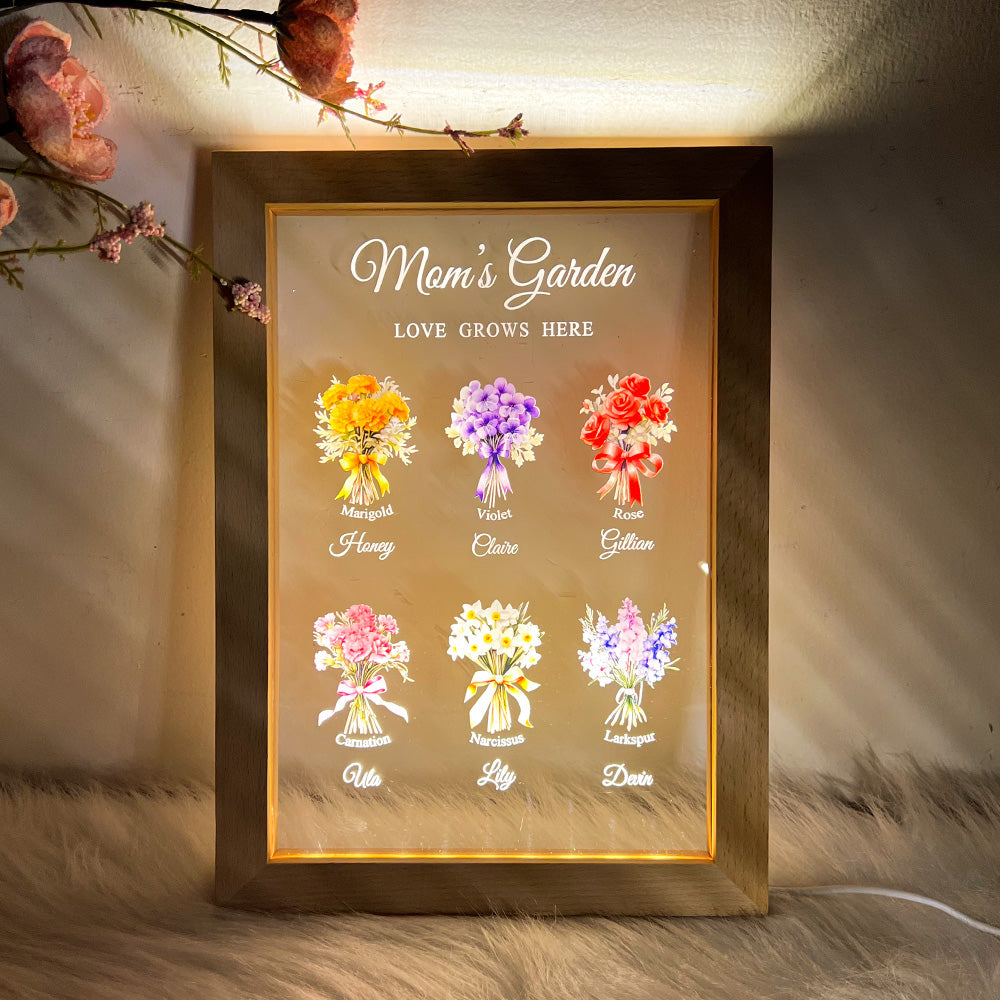 Personalized Birth Flower LED Light Photo Frame