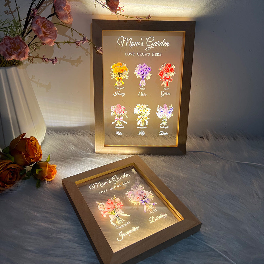 Personalized Birth Flower LED Light Photo Frame