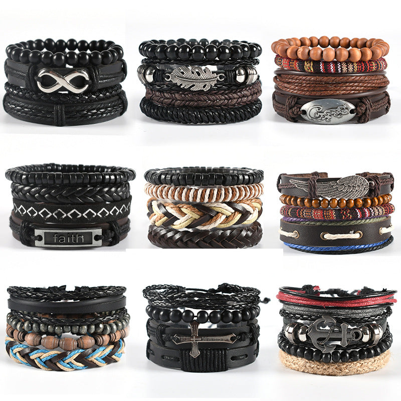 Leather Braided Cuff Wrap Bracelet