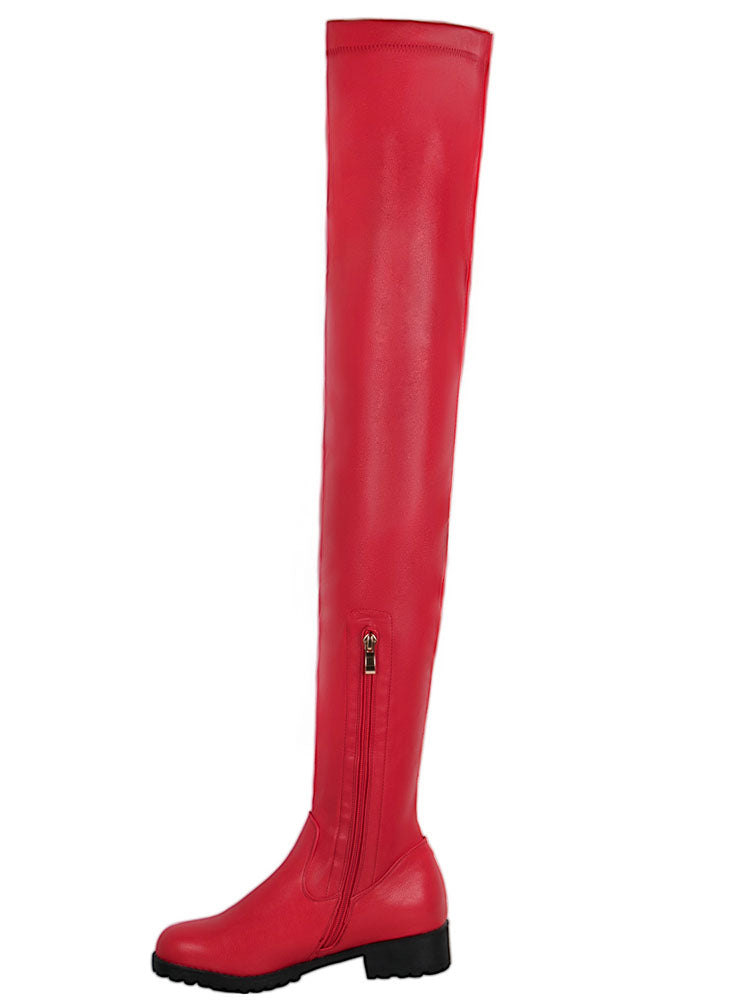 PU Leather Flat Over Knee Boots