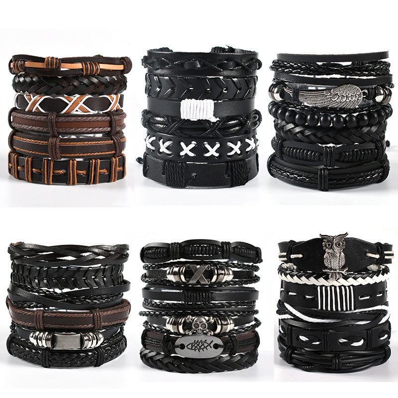 Leather Braided Cuff Wrap Bracelet