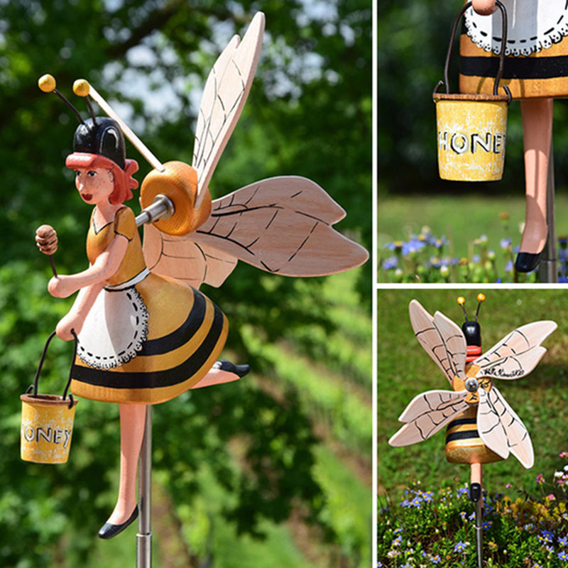 Miss Bee Garden Art Decor Whirligigs Wind Spinners