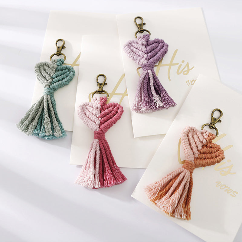 Valentine's Day Tassel Keychain Peach Heart Heart