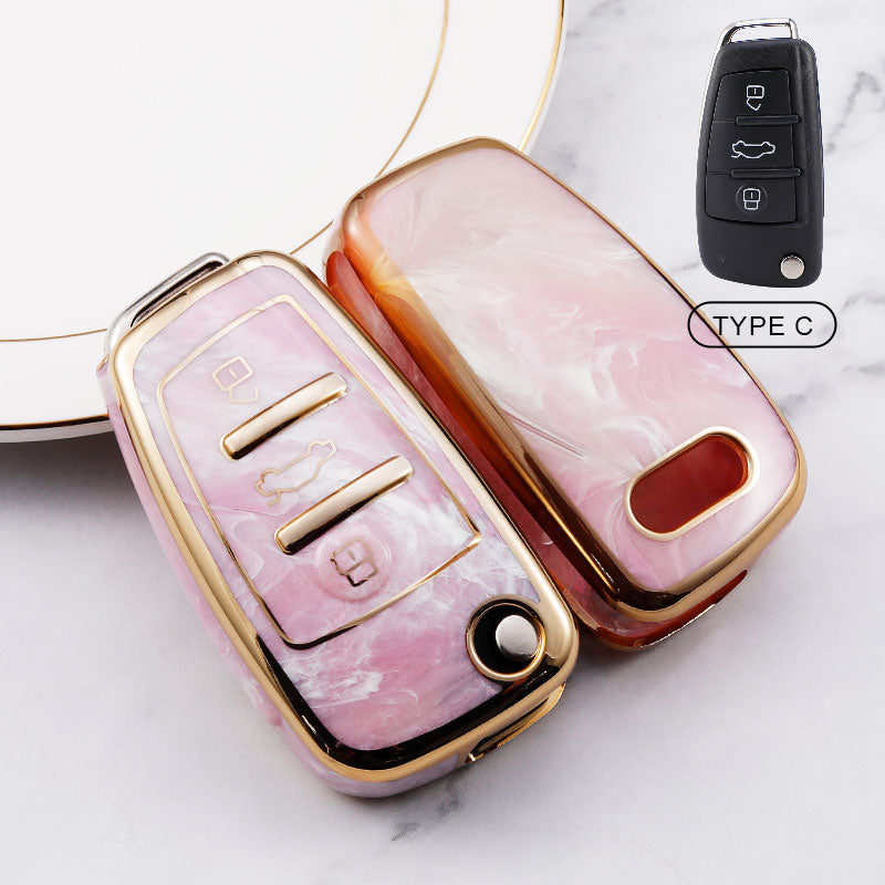 For Audi-Car Rhinestone Keychain Key Case