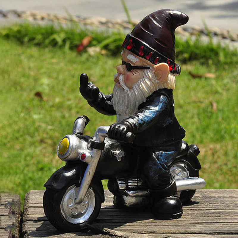 Gnome Dwarf Motorcycle Statue