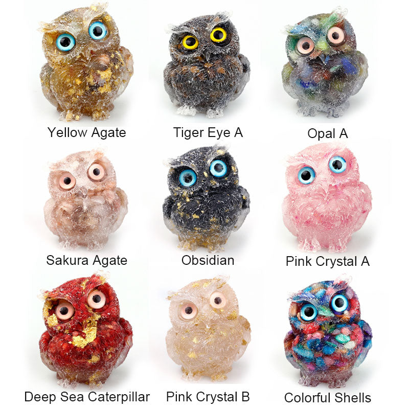 Natural Crystal Gemstone Owl