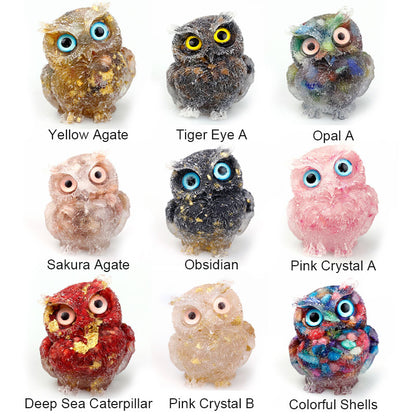 Natural Crystal Gemstone Owl