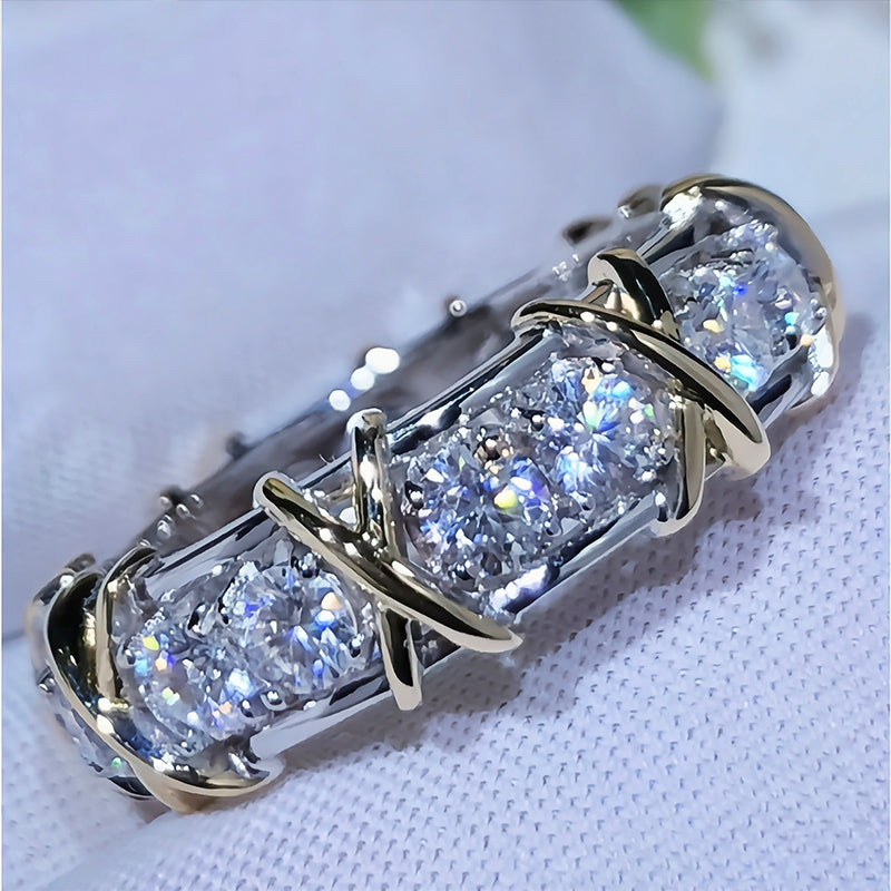 Women's Cross Two Tone Zircon Ring