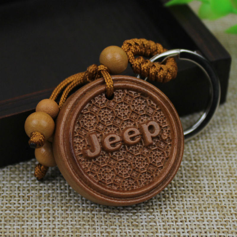 Fashion Mahogany Carving Car Logo Keychain Keyring Pendant