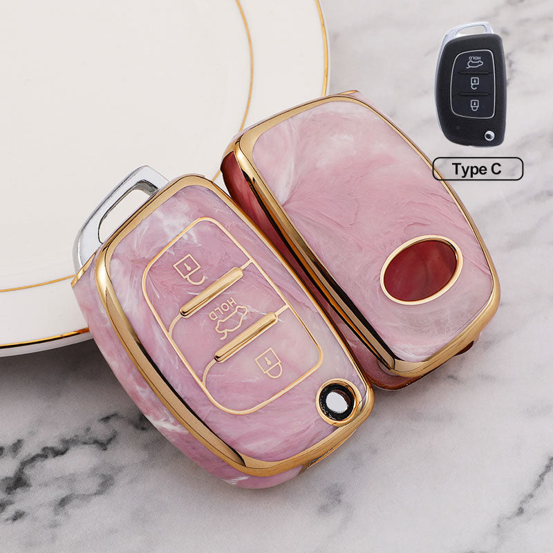 For Hyundai-Car Rhinestone Keychain Key Case