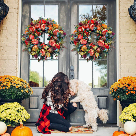 Fall Peony And Pumpkin Wreath - Year Round Wreath