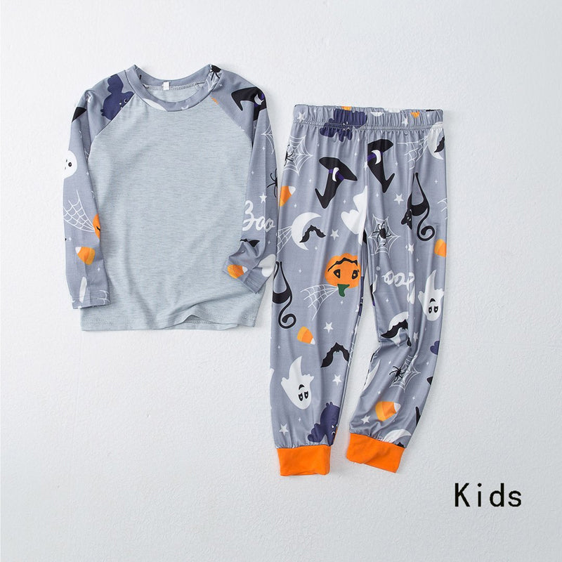 Skull Pumpkin Print Halloween Family Pajama Sets