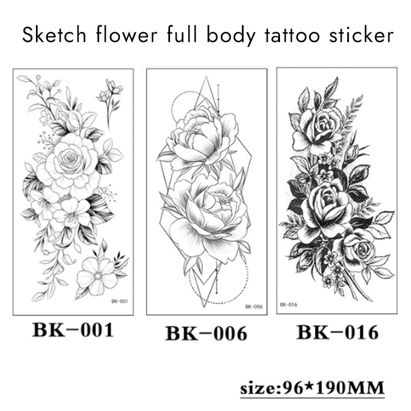 Sketch Flower Full Body Tattoo Sticker