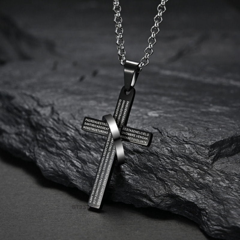 Men's Cross Ring Necklace Stainless Steel