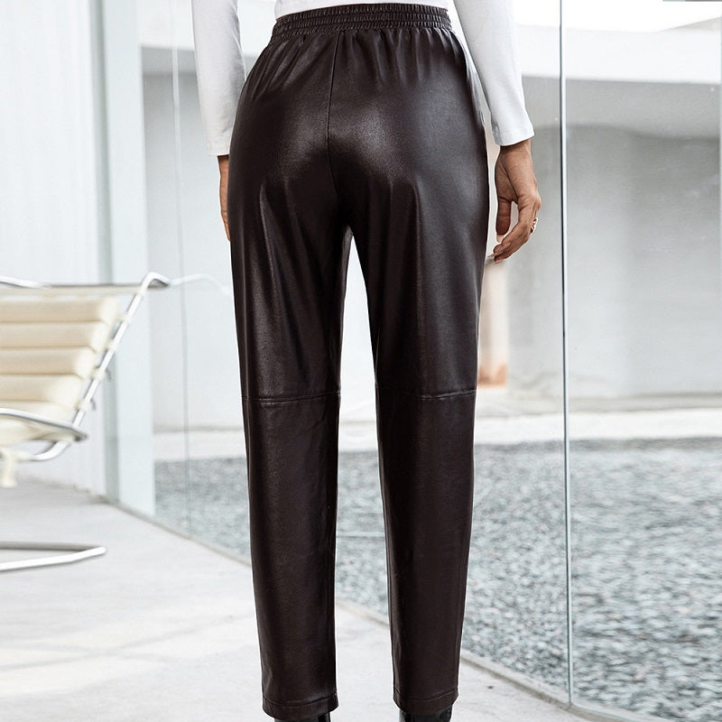 Elastic Leather Pants