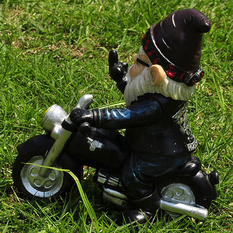 Gnome Dwarf Motorcycle Statue