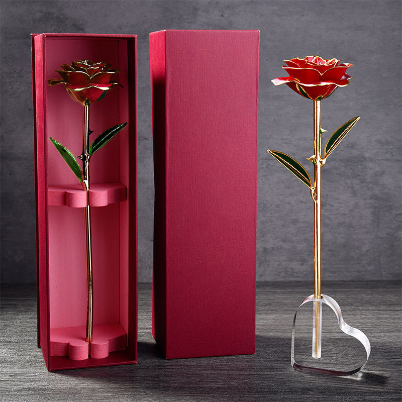 24k Gold Plated Roses - RED