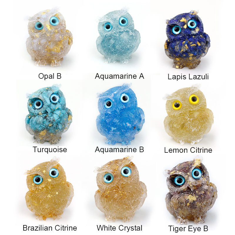 Natural Crystal Gemstone Owl