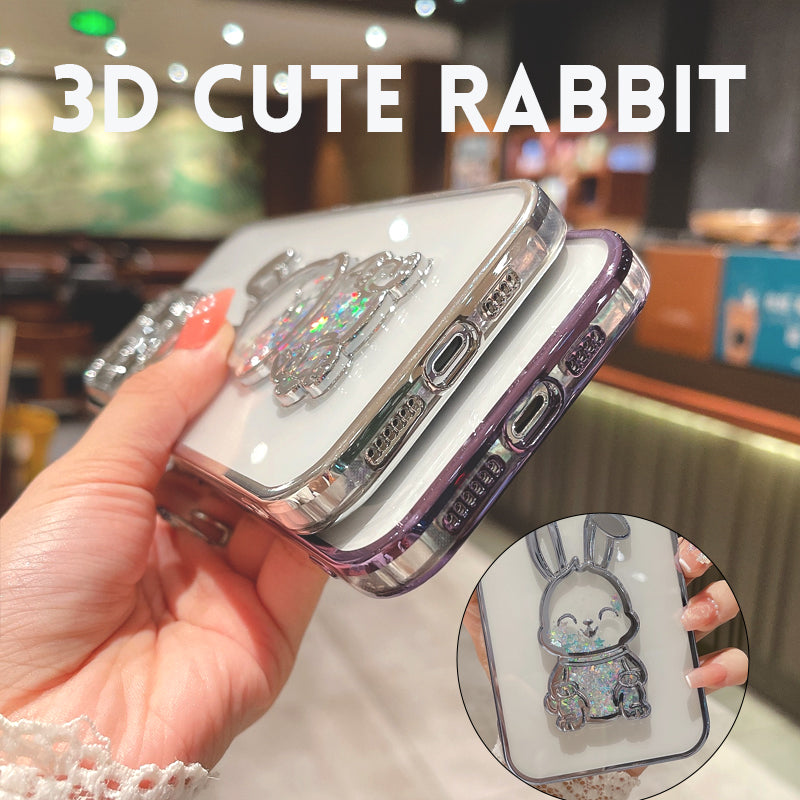 3D Cute Rabbit Quicksand Phone Case