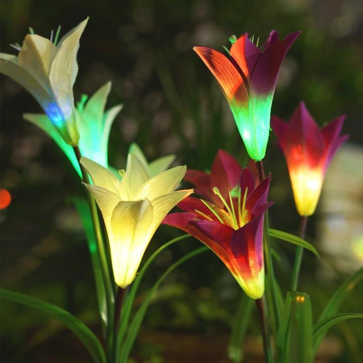 New-Upgraded Artificial Lily Solar Garden Stake Lights