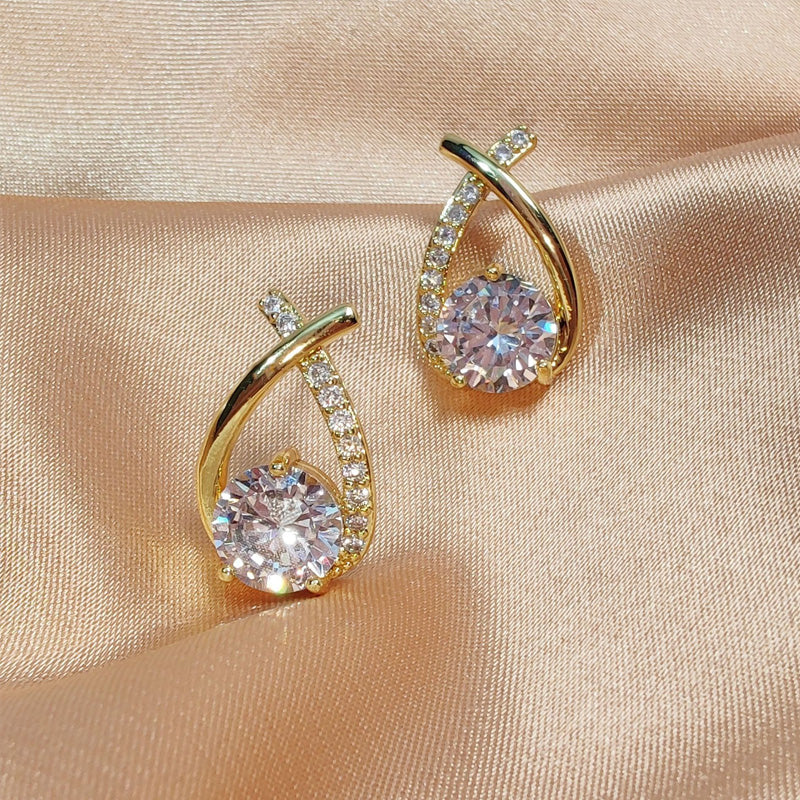 Cross Design Temperament Light Luxury Full Diamond Earrings