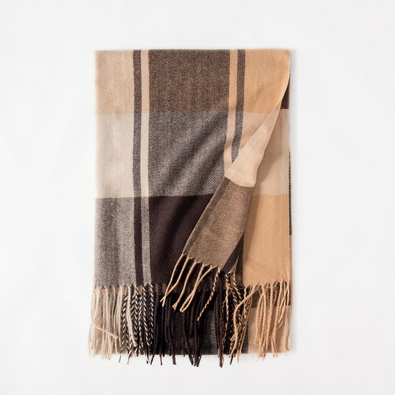 Warm Tassel Plaid Scarf