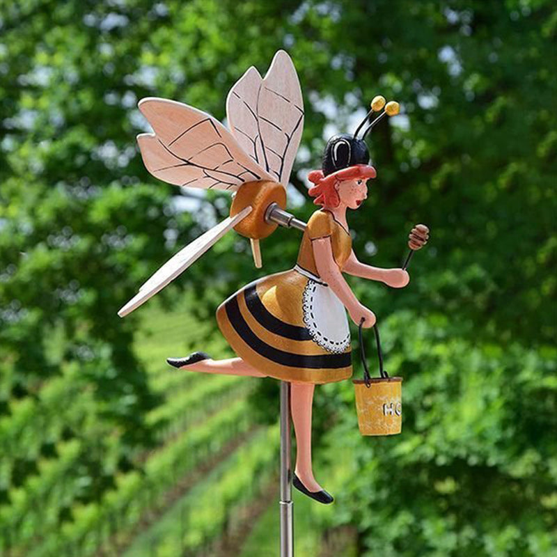 Miss Bee Garden Art Decor Whirligigs Wind Spinners