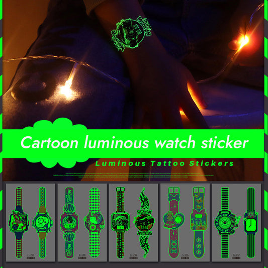 Cartoon Glowing Watch Tattoo Sticker (6 PCS)