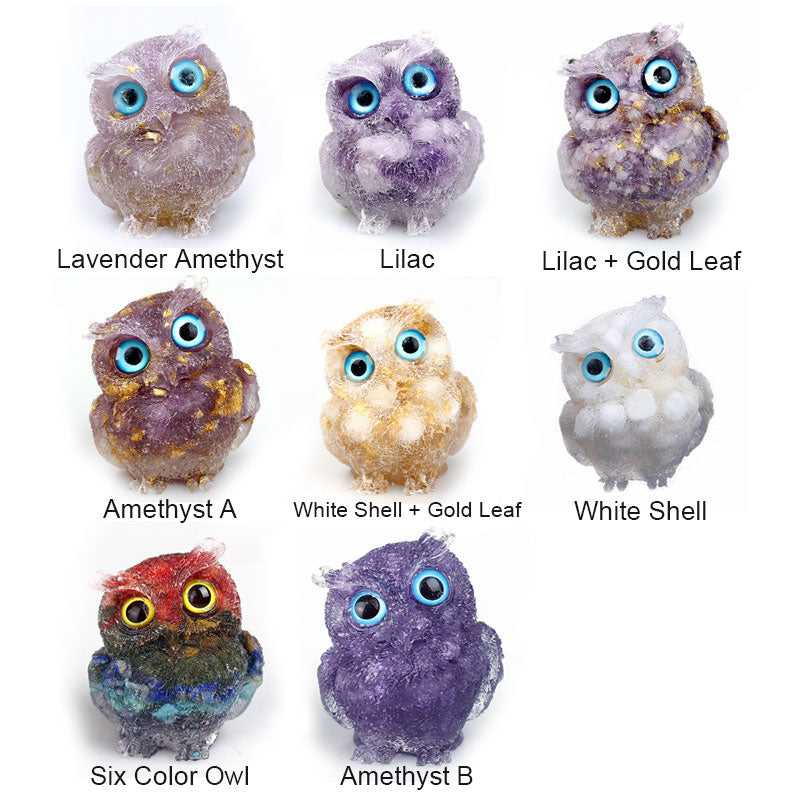 Natural Crystal Gemstone Owl