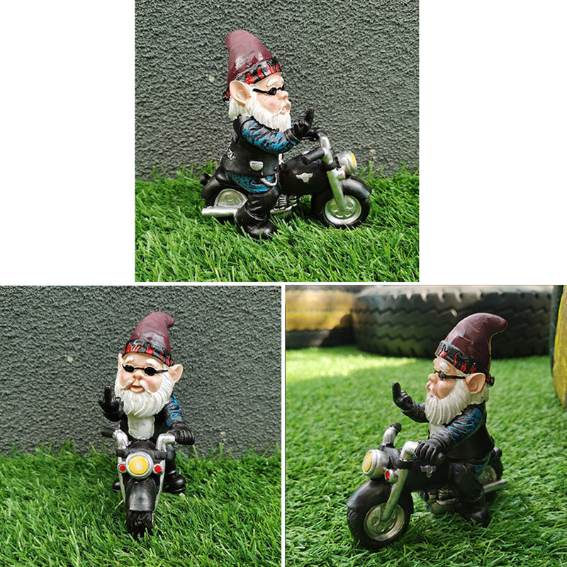 Gnome Dwarf Motorcycle Statue