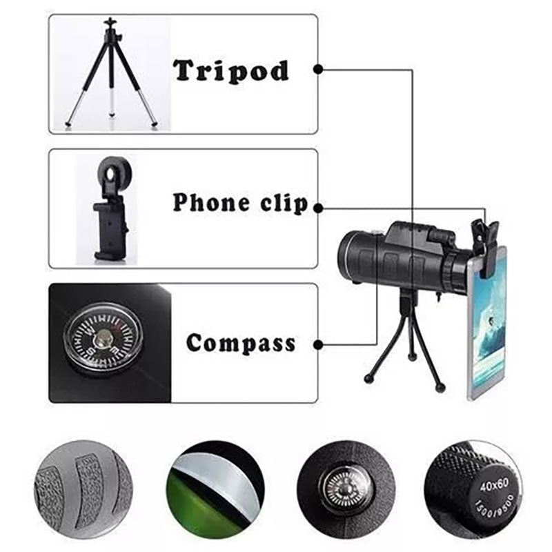 HD Monocular with Smartphone Holder