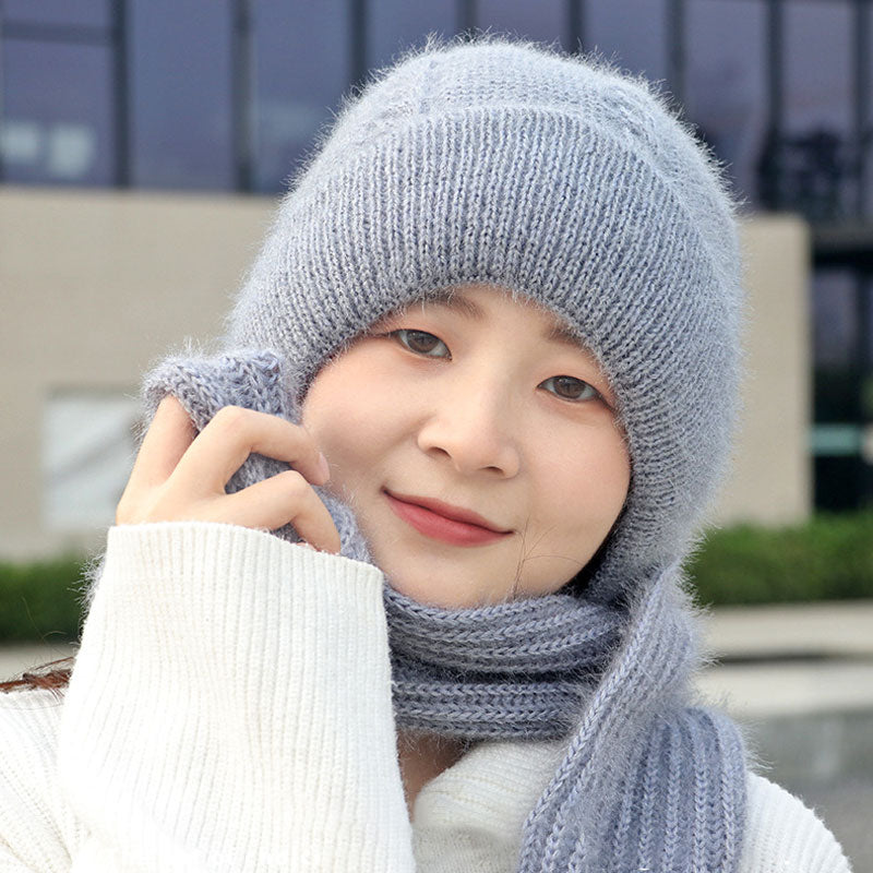 Women's Snow Cap With Hat And Scarf