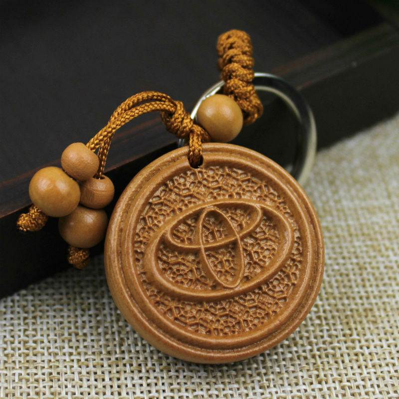 Fashion Mahogany Carving Car Logo Keychain Keyring Pendant