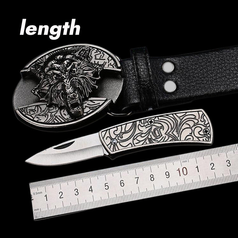 Men's Leather Defensive Punk Belt Knife