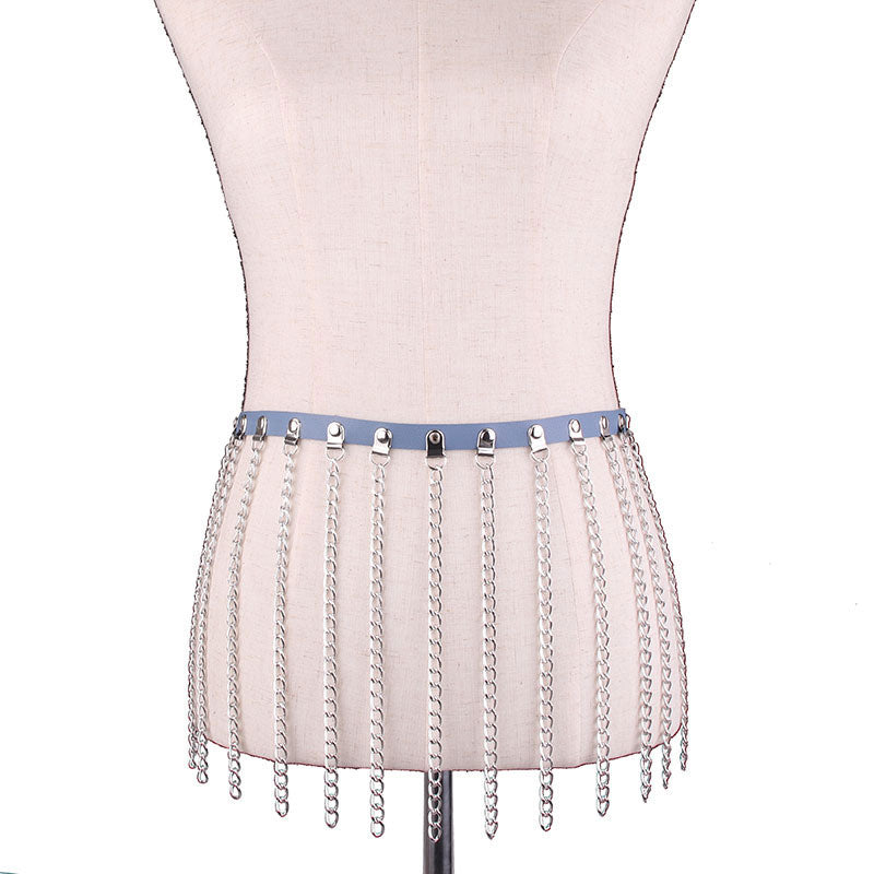 Multi-chain Tassel Pu Leather Belly Belt