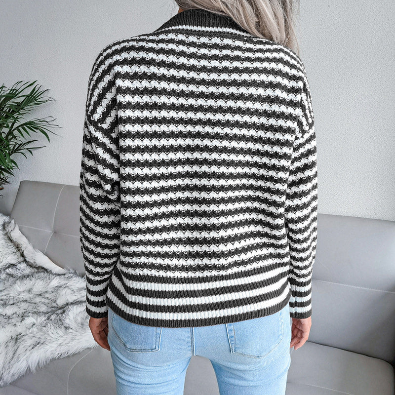 Design Striped Long-sleeved Sweater