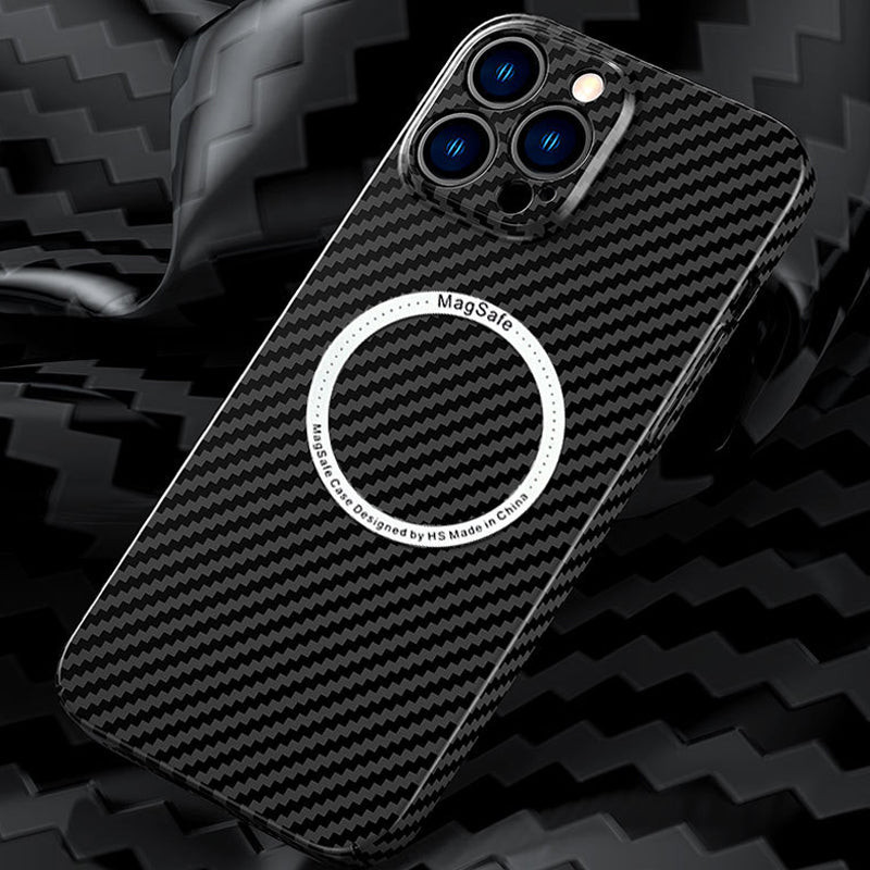 Contrasting Color Magnetic Carbon Phone Case