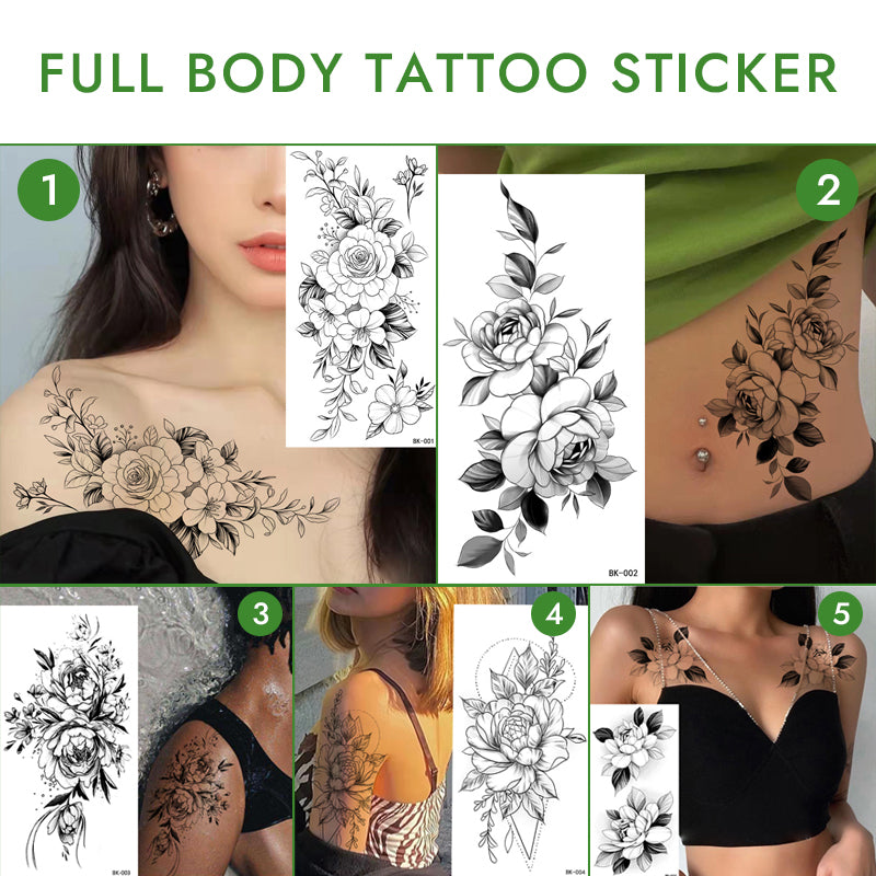 Sketch Flower Full Body Tattoo Sticker