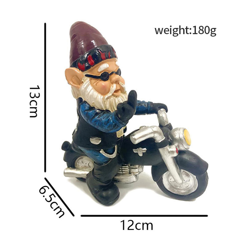 Gnome Dwarf Motorcycle Statue