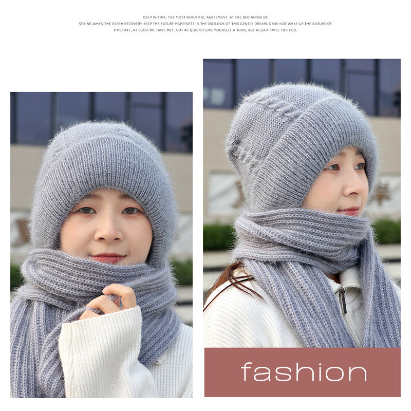 Women's Snow Cap With Hat And Scarf