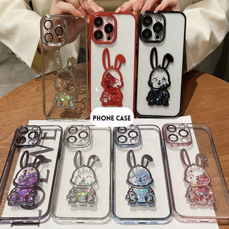 3D Cute Rabbit Quicksand Phone Case