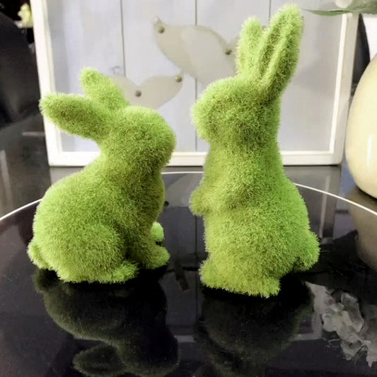 Moss Animal Statue Green Fuzzy Flocked