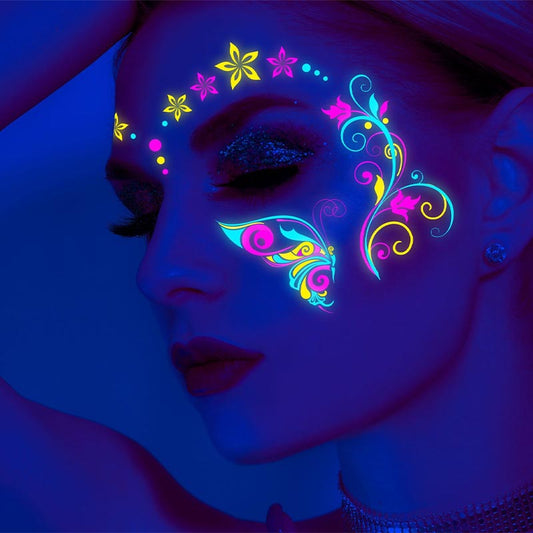 Fluorescent Butterfly Tattoo Sticker