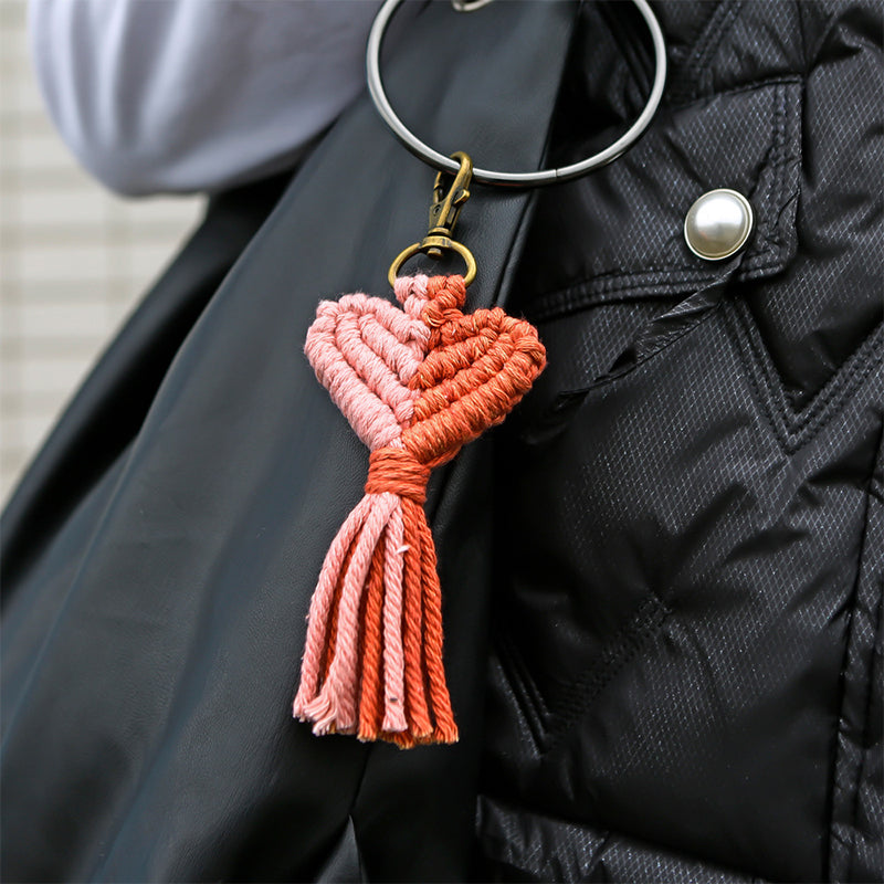 Valentine's Day Tassel Keychain Peach Heart Heart