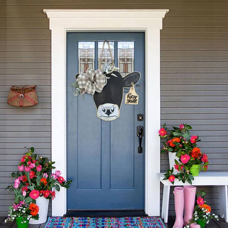 Cow Head Wooden Door Knocker