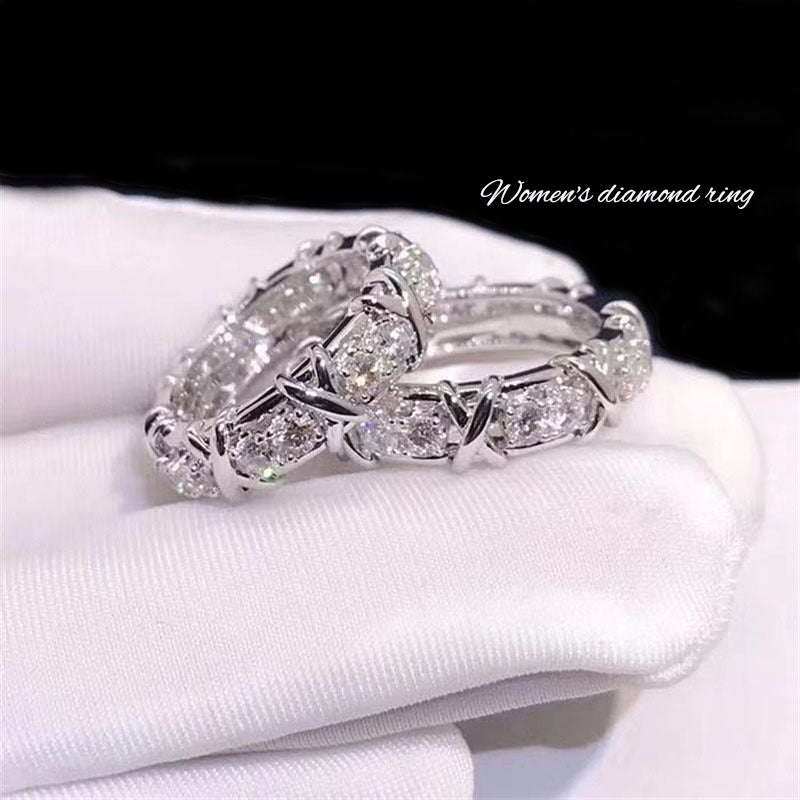 Women's Cross Two Tone Zircon Ring