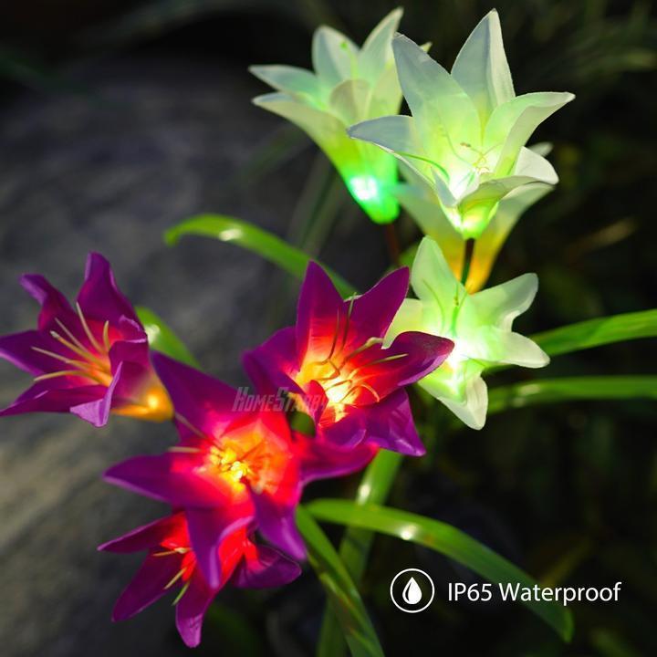 New-Upgraded Artificial Lily Solar Garden Stake Lights