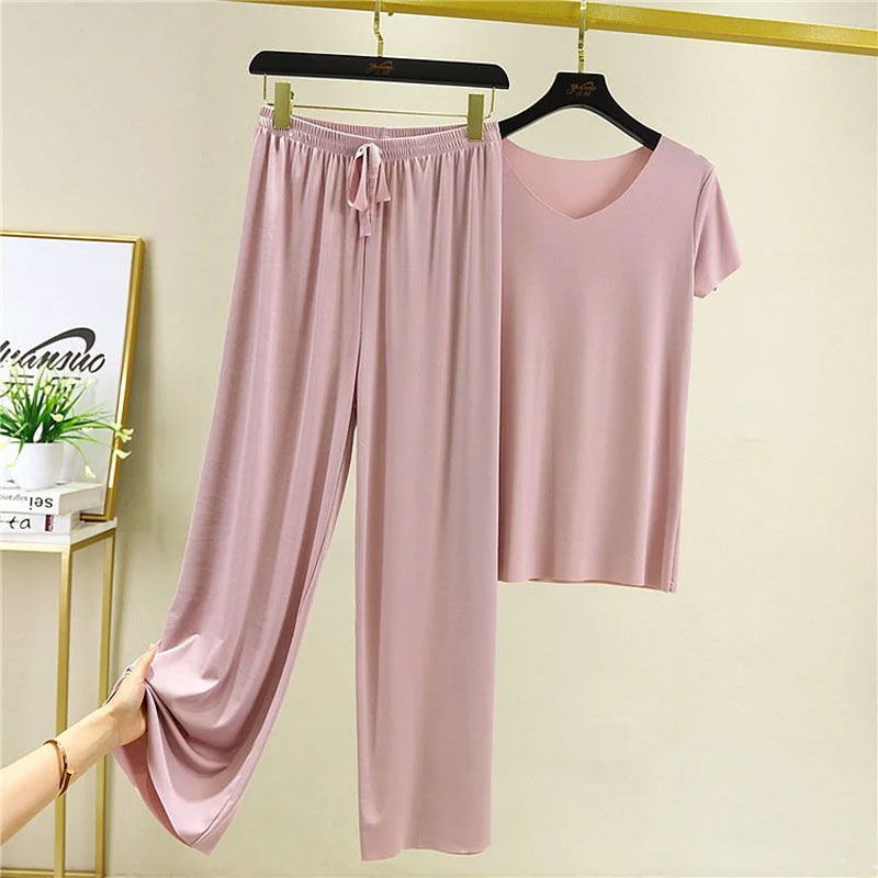 Ice Silk Short-sleeved T-shirt Two-piece Set