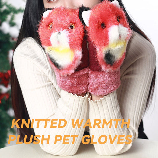 Knitted Warmth Plush Pet Gloves