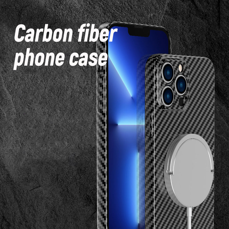 Contrasting Color Magnetic Carbon Phone Case